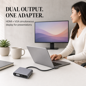 Adattatore <span class=keywords><strong>USB</strong></span> C a HDMI <span class=keywords><strong>VGA</strong></span> 4K 30Hz, Convertitore Type C a HDMI e <span class=keywords><strong>VGA</strong></span> con Doppia Uscita per Laptop, Proiettore, Sala Riunioni - Product Image 6