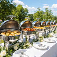 Ensemble de réchauds de luxe à couvercle roulant, chauffe-plats commerciaux en acier inoxydable pour buffet avec supports à combustible, équipement de restauration