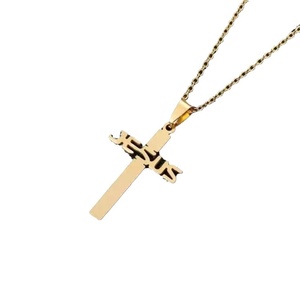 Collier ras du cou en acier inoxydable avec pendentif croix et monogramme lettre Jésus, bijoux pour hommes et femmes, à porter <span class=keywords><strong>au</strong></span> quotidien - Product Image 5