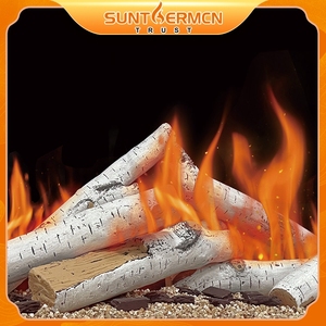 Artificial Birch Ceramic Gas Fireplace <strong>Logs</strong> <strong>Decorative</strong> Wood Fire <strong>Logs</strong> - Product Image 6