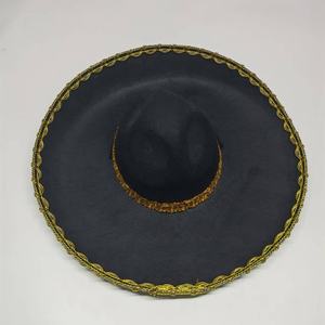 Sombrero de fiesta mexicano de fieltro negro con estampado de calavera y ribete plateado, ajustable, para Cinco de Mayo, Halloween, Carnaval, Mariachi - Product Image 5