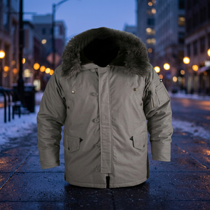 Blouson Bomber en Toile Gris Hiver Respirant Imperméable Coupe-Vent à Capuche pour Moto et Course Automobile - Product Image 3
