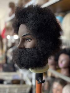 Tête de mannequin <span class=keywords><strong>homme</strong></span> afro avec barbe, 100% <span class=keywords><strong>cheveux</strong></span> humains, tête d'entraînement professionnelle pour la coiffure, idéale pour les tresses bouclées et les coupes. - Product Image 4