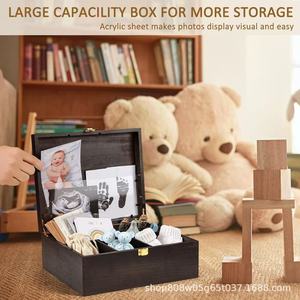 Baby Keepsake <b>Box</b> <b>Wooden</b> Storage Organizer 8 Compartments <b>For</b> Newborn Memories First Tooth <b>Shoes</b> Outfit Special Treasures - Product Image 5