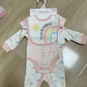 Overrun Goods lot Baby Cotton Romper With Sleep suit Newborn Clothes Manufacturers Directly For Matching Gift Set A0630