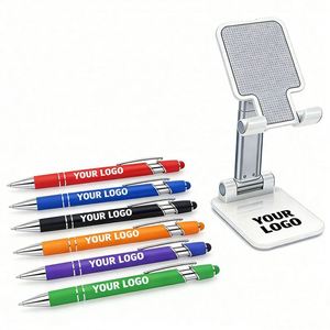 Stylo bille et stylet 2-en-1 pour publicité promotionnelle, cadeau d'entreprise, vente en gros, stylo métallique avec logo personnalisé - Product Image 1