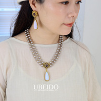 Ensemble collier et boucles d'oreilles perles, style luxe léger, sensation haut de gamme, chaîne de clavicule, bijoux artistiques rétro, vente chaude