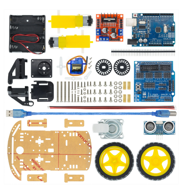 New Avoidance tracking Motor Smart Robot Car Chassis Kit Speed Encoder Battery Box 2WD Ultrasonic module For Ardu kit DIY