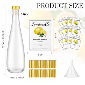 Botellas de Vidrio para Vino Lemoncello de 330 ml con Etiquetas Adhesivas, Botellas de Licor Vacías Transparentes Herméticas con Tapa, Ideales para Regalos - Product Image 4
