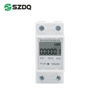Compteur d'énergie numérique LCD monophasé à deux fils sur rail DIN électrique, compteur de puissance AC 220V 50Hz, précision de 1,0%, 60A industriel