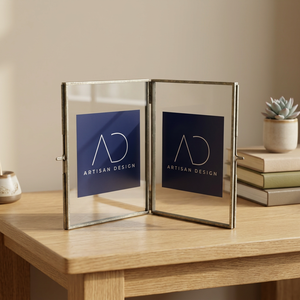 Table Top <b>Photo</b> <b>Frame</b> Book Design with Grey Finish Iron and <b>Glass</b> Artisan Design Pf323 - Product Image 1