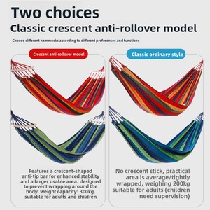 Hamac double en toile pour l'extérieur, design anti-retournement, capacité de 300 lb, pour la maison, le jardin, le camping, la chambre, idéal pour les adultes en plein air - Product Image 3