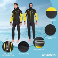 DIVESTAR Logo Kustom 7MM Neoprena Berkualitas Tinggi Hangat Tahan Air Bernapas Berkerudung Setelan Selam Pria Fullbody Semi-Dry