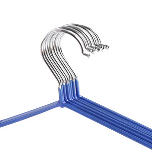 Clothes <b>Hangers</b> Stainless Steel Non Slip Dipped Plastic Rectangle Hook Type For Adults And Children Nordic Blue And Pink 10 Pack - Product Image 3