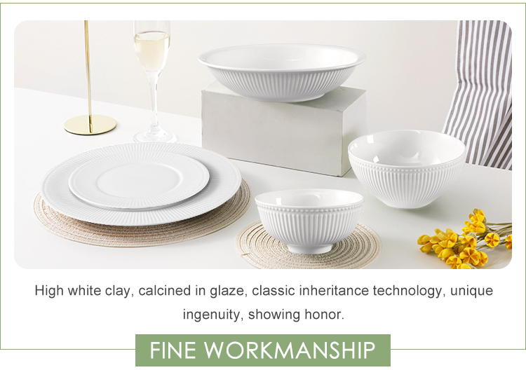 Promotion Price Factory Supplier  Porcelain Dinnerware Set Embossed  Ceramic Dinner Sets