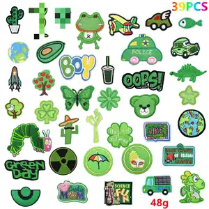 Vendita in fabbrica ferro sul set verde cartone animato Caterpillar Car Flight Frog patch per ricamo per abbigliamento per bambini cappello borsa decorazione