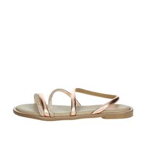 Sandali piatti da donna Porronet 7010 color rame metallizzato con cinturini, scarpe estive - Product Image 1