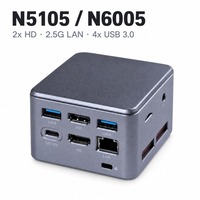 Mini PC N5105 N6005 2.5G LAN 2x Affichage HD 4x USB3.0 M.2 2242 Type-C PD Boîtier Métallique Ordinateur Industriel