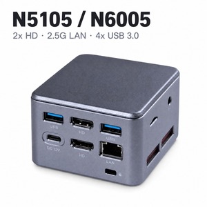 Mini PC <span class=keywords><strong>N5105</strong></span> <span class=keywords><strong>N6005</strong></span> 2.5G LAN 2x Affichage HD 4x USB3.0 M.2 2242 Type-C PD Boîtier Métallique Ordinateur Industriel - Product Image 1