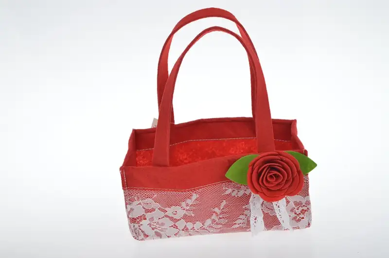 red rose valentine gifts decoration love felt storage baskets candy bag flower pot cover wedding supplies