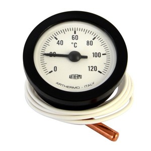 Termómetro para Cocina Comercial-CP-05, Cuerpo Negro, Marco Negro, 0+120°C, Esfera Blanca con Números Negros, Capilar, 1500, Recubierto de PVC - Product Image 1