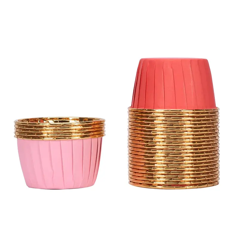 High quality printing rolled rim Gold Aluminum Foil Baking Cups, Muffin Cupcake liners , Baking Mold Cup Liners