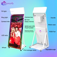 Machine Photobooth Miroir Selfie LED Automatique 65" Portable en Flight Case Ouvert avec Imprimante pour Événements