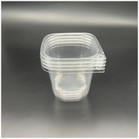 Conteneur carré en plastique PET transparent jetable de 24 oz, anti-effraction, pour biscuits, bonbons, fruits