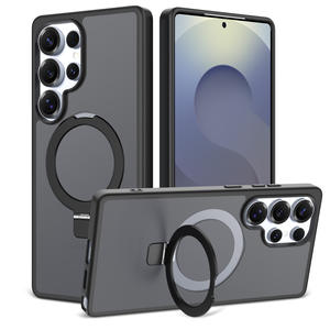 Luxe mat givré couverture complète <span class=keywords><strong>Anti</strong></span> chute antichoc fort support de téléphone magnétique support housse de téléphone pour Galaxy S24 S25 Edge - Product Image 1