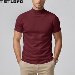 Camiseta de cuello alto OEM/ODM para hombre, camiseta de manga corta de peso pesado, fabricantes de ropa al por mayor - Product Image 5