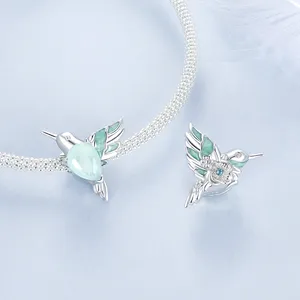 Jilina venta al por mayor 925 plata esterlina colibrí Cisne Pavo Real encanto colgante para niña mujer elegante joyería fina regalo de San Valentín