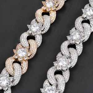 <span class=keywords><strong>Collana</strong></span> Personalizzata Hip Hop Squisita Bicolore con Zirconi Infiniti, Catena Cubana Iced Out CZ a Fiore <span class=keywords><strong>Infinito</strong></span> per Uomo - Product Image 2
