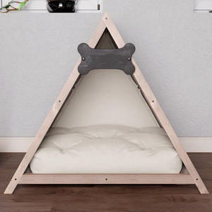 Vendita calda in avorio naturale cassa per animali domestici elevata solido abete rosso casa per cani in legno casa per animali domestici mobili per cani - Product Image 1