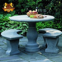 Sculpture de décoration d'éléphant en pierre naturelle de granit, ensemble de table et de chaises, banc de jardin, chaises d'extérieur