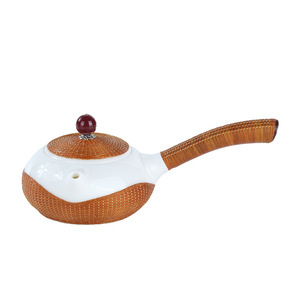 Zhuqige Porcelain <b>Tea</b> <b>Set</b> Teapot And Two Cups Bamboo Woven Handled Traditional Chinese Style Durable Gift For <b>Tea</b> Ceremony - Product Image 5