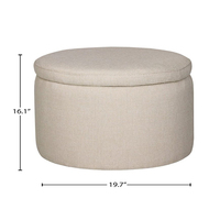 Madison Modern Fabric Round Lift Top Aufbewahrung stablett Ottoman Pouf 19.7W Marshmallow Hocker Ottomane