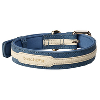 Collier pour animaux de compagnie en cuir de luxe Touchdog, matelassé 3D avec diamants, doublure en daim premium, boucle en alliage de zinc réglable, durable et confortable