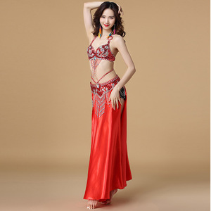 Sujetador de danza del vientre de gasa de alta calidad, conjunto de vestido con banda en la cintura, cinturones <span class=keywords><strong>Ara</strong></span>, bufanda de cadera de danza india, vestido de baile de escenario para mujer - Product Image 4