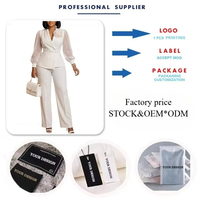 Costume pour femmes D3383, vêtements de bureau, veste de costume à manches longues en maille + pantalon large, ensemble deux pièces, ensemble de blazer, ensemble de costumes de bureau pour femmes