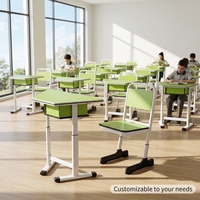 Ensemble de bureau et chaise modulaires pliables en bois de qualité supérieure pour étudiants, idéal pour les gymnases et les hôpitaux (vente en gros)