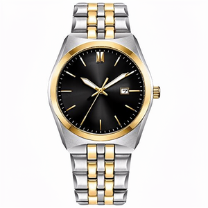 Hot Selling Luxury Leather Strap Men's Waterproof Quartz <b>Watch</b> with Glass Dial Pointer Big Dial Alloy <b>Case</b> Custom Logo - Product Image 1
