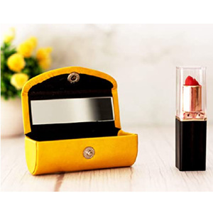 Custom-made PU leather <b>lipstick</b> <b>case</b>, single-piece <b>lipstick</b> protective sleeve, portable lip gloss storage box with <b>mirror</b>. - Product Image 4