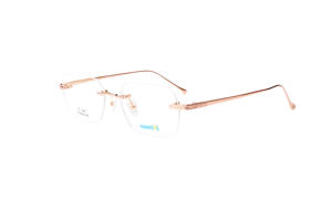 Kacamata baca tanpa bingkai persegi panjang bergaya dapat disesuaikan 18K Titanium kacamata pola cetak modis - Product Image 3