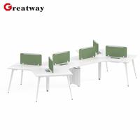 Sistema di Scrivanie per Ufficio Open Space per 6 Persone, Postazione di Lavoro Modulare Contemporanea con Gambe Compartimentate e Gestione dei Cavi