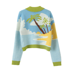 Maglione personalizzato OEM e ODM da donna con Design Jacquard maglieria da donna lavorata a maglia in cotone da ragazza cappotto maglione <span class=keywords><strong>Cardigan</strong></span> da donna - Product Image 2