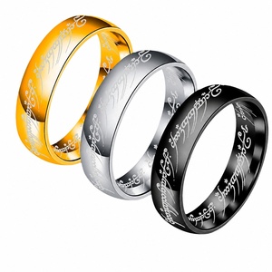 <strong>The</strong> <strong>Lord</strong> <strong>of</strong> <strong>the</strong> <strong>Rings</strong> 18k Gold Plated Engraved Arc Polished Wedding Party <strong>Gift</strong> Jewelry Customizable Text Finger <strong>Ring</strong> Wholesale - Product Image 1