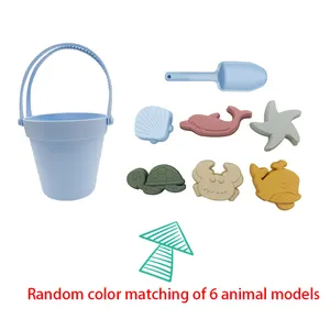 Jouets de plage en <span class=keywords><strong>Silicone</strong></span> pour enfants, pelle de plage, ensemble de seaux de plage, 6 pièces, animaux marins, moules de <span class=keywords><strong>sable</strong></span>, château, jouets de plage en <span class=keywords><strong>Silicone</strong></span> - Product Image 2