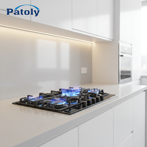 เตาแก๊สแบบฝังห้าหัวเตา ควบคุมด้วยปุ่ม กระจกนิรภัย คุณภาพสูง ให้ความร้อนเร็ว ประหยัดพลังงาน เหมาะสำหรับโรงแรมและใช้ในบ้าน - Product Image 1