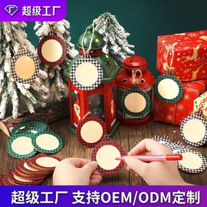 Ornement de Noël en bois rond, couleur bois naturel, entièrement peint à la main, décoration pour arbre, fête, mariage - Product Image 5