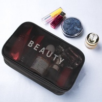 Tas Makeup Transparan Berlapis Lapisan Anti Air Khusus, Tas Perlengkapan Mandi Mini Transparan Berjaring untuk Bisnis Kosmetik